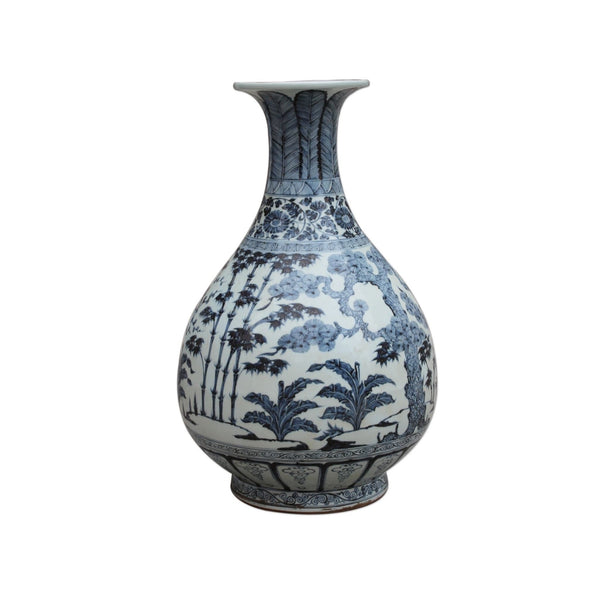 Ming Pear Shaped Vase With Pine Bamboo & Plum Motif - BlueJay Avenue