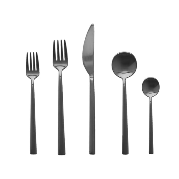 Movida Ice 5 pc Flatware Set, Oro Nero - BlueJay Avenue