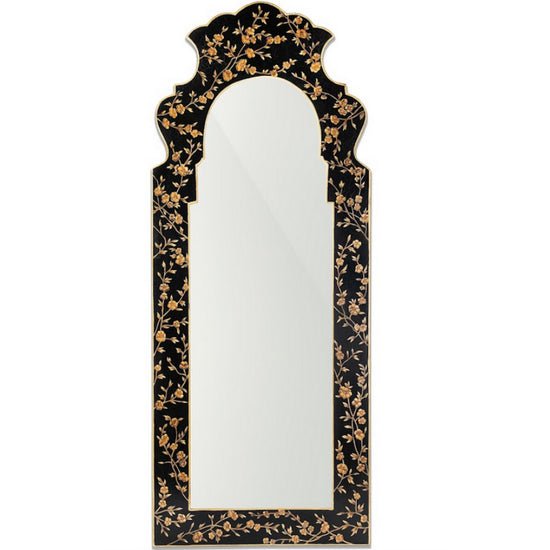 Narrow Floral Accent Mirror, Black - BlueJay Avenue