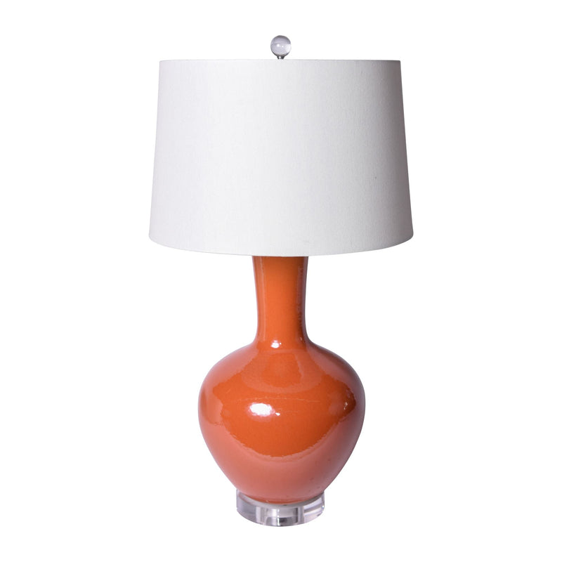 Orange Crackle Globular Vase Table Lamp - BlueJay Avenue