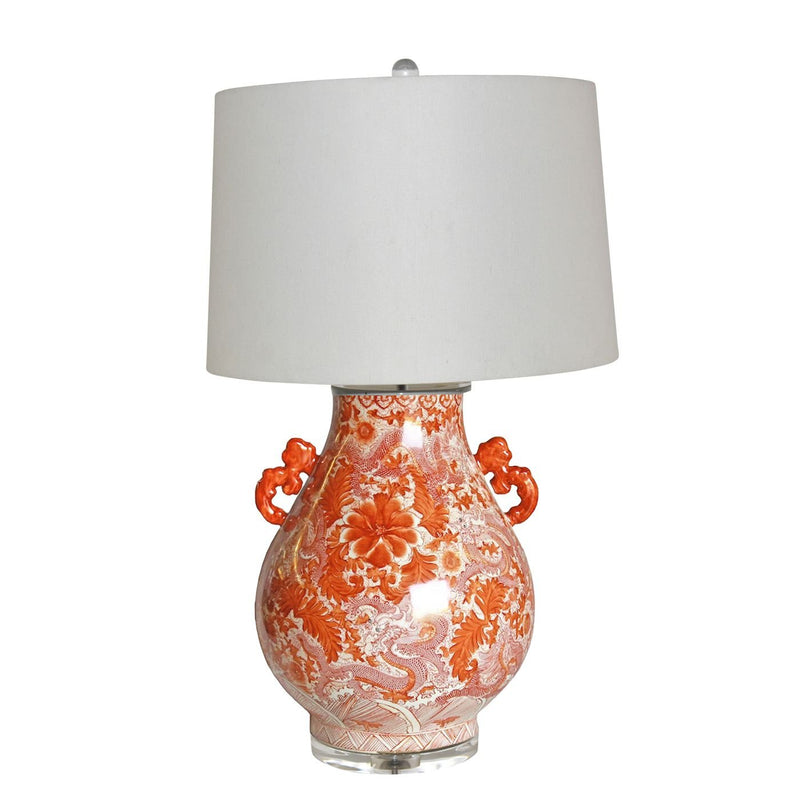 Orange Dragon Deer Head Vase Lamp - BlueJay Avenue