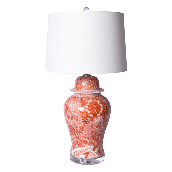 Orange Dragon Temple Jar Table Lamp - BlueJay Avenue