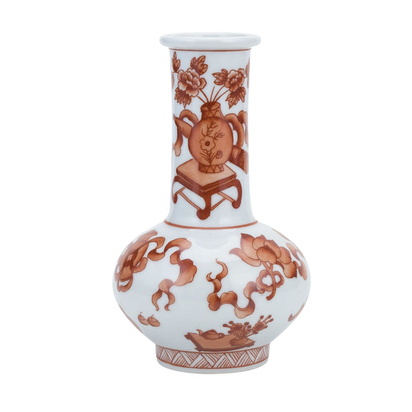 Orange Small Vase Long Neck Symbol Motif - BlueJay Avenue