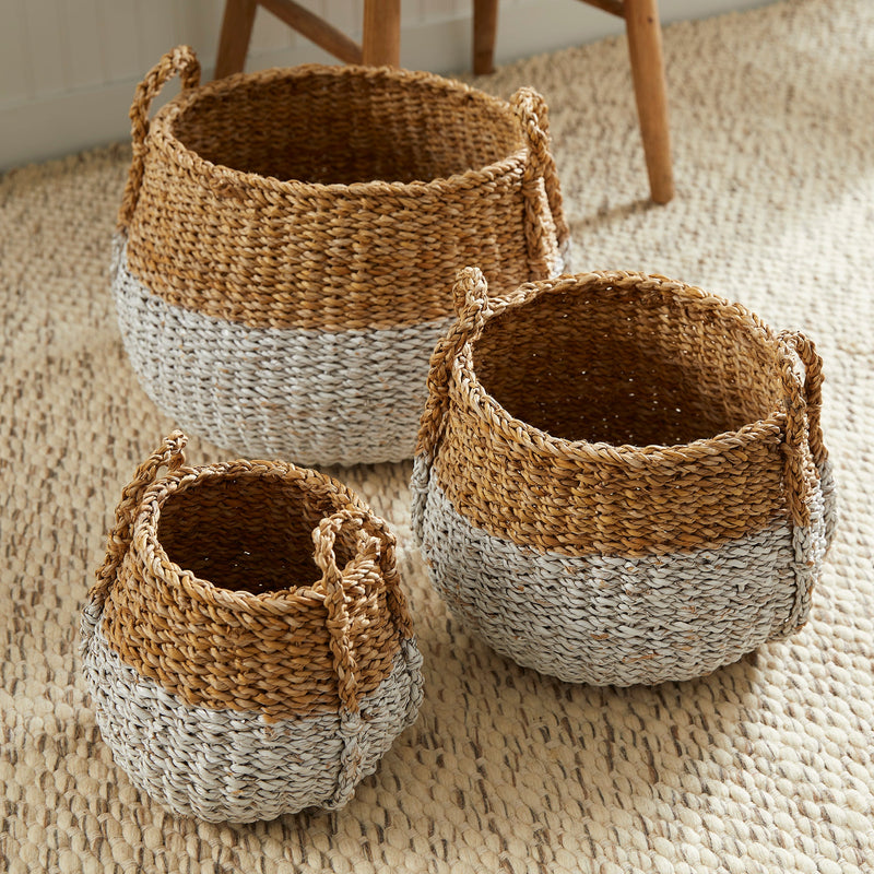 Otis Round Baskets With Handles, Set of 3 - BlueJay Avenue