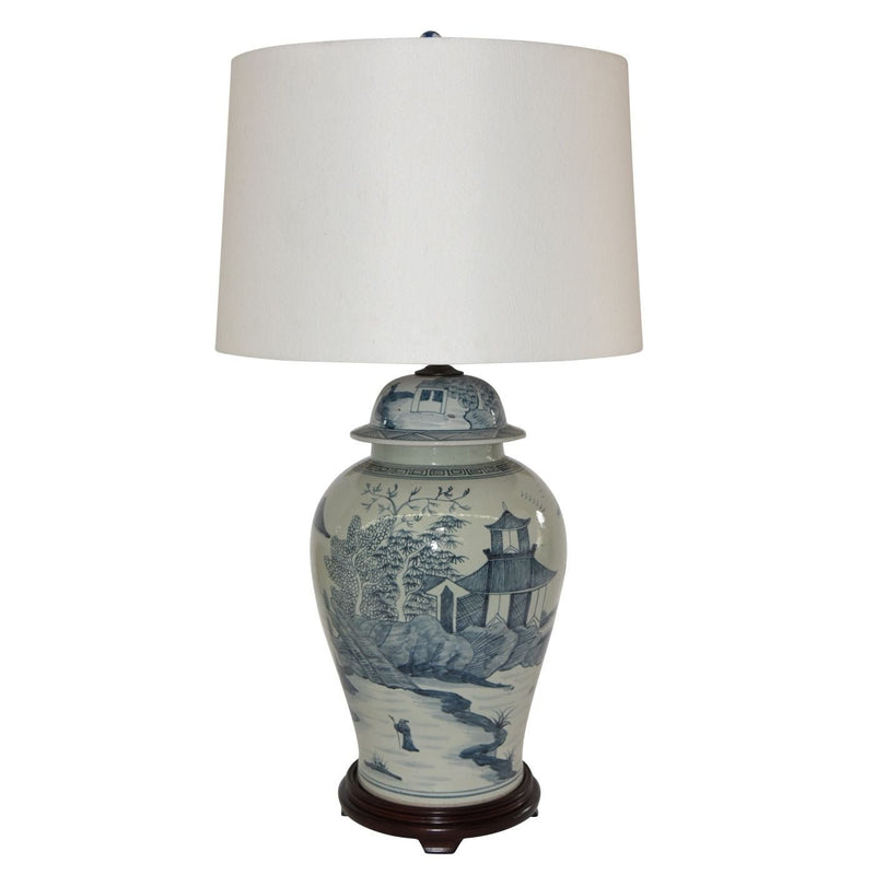 Pagoda Landscape Jar Lamp - BlueJay Avenue