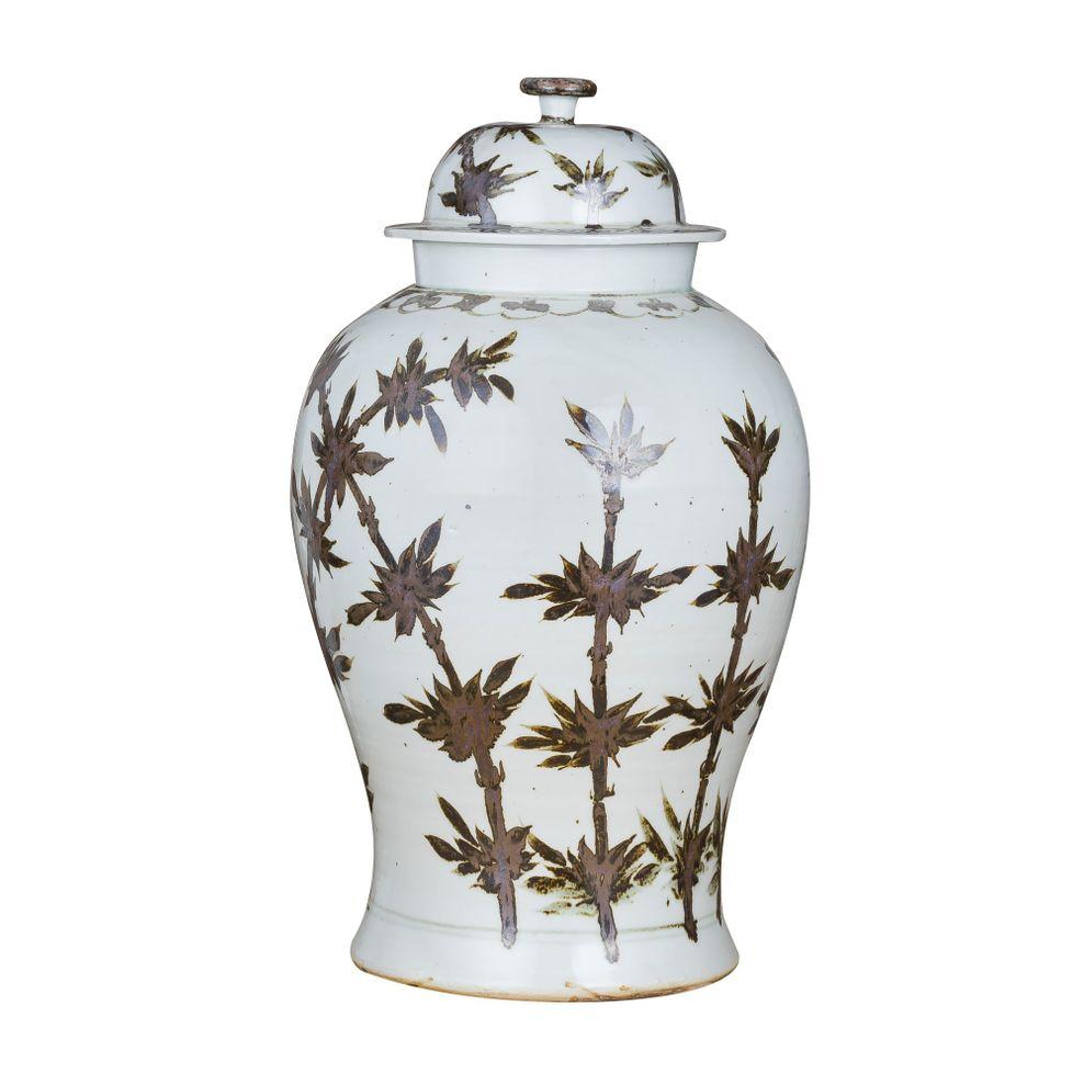 Rusty Brown Bamboo Temple Jar | Ceramic Jars - BlueJay Avenue