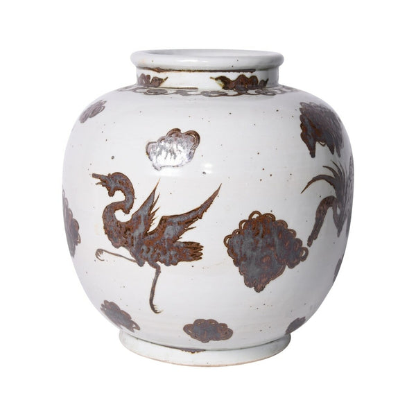 Rusty Brown Open Top Ginger Jar - BlueJay Avenue