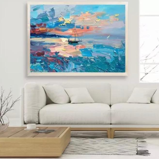Sailing - Abstract Handmade Oil Painting - BlueJay Avenue