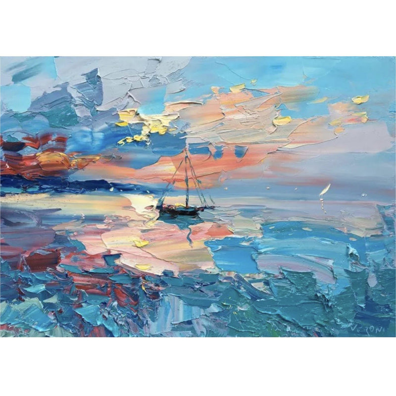 Sailing - Abstract Handmade Oil Painting - BlueJay Avenue