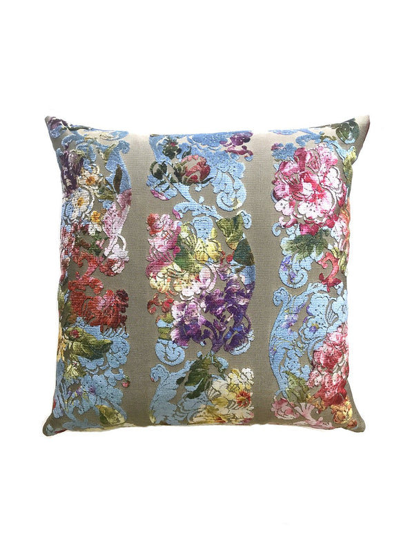 Scalamandre Jardin Colbert Pillow, Blue Satin - BlueJay Avenue