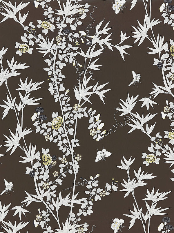 Scalamandre Jardin De Chine Wallpaper, Espresso - BlueJay Avenue