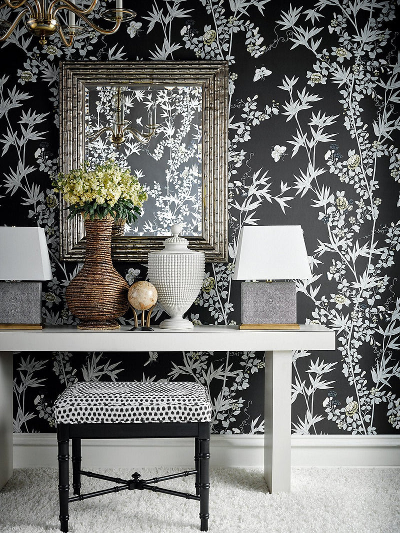 Scalamandre Jardin De Chine Wallpaper, Espresso - BlueJay Avenue