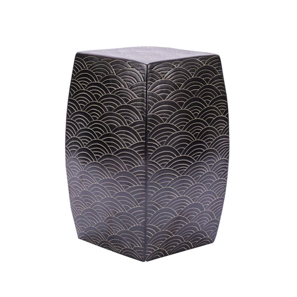 Sea Wave Square Garden Stool Black - BlueJay Avenue