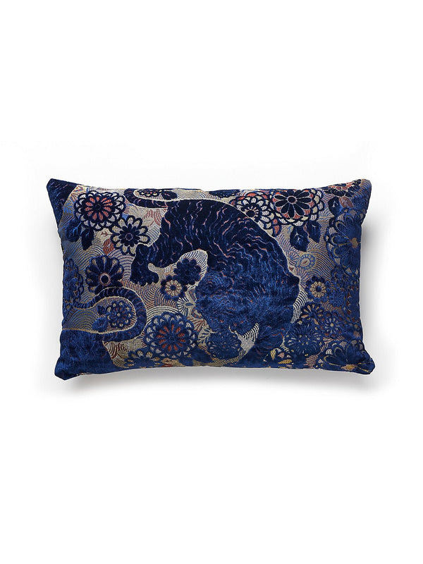 Siberian Tiger Lumbar Pillow By Scalamandre, Sapphire Flame - BlueJay Avenue