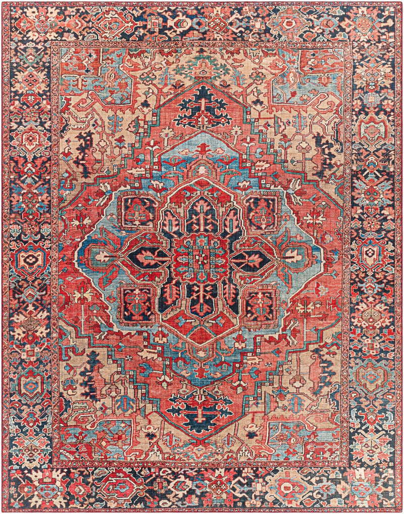 Sierra Traditional Oriental Red And Blue Area Rug - BlueJay Avenue