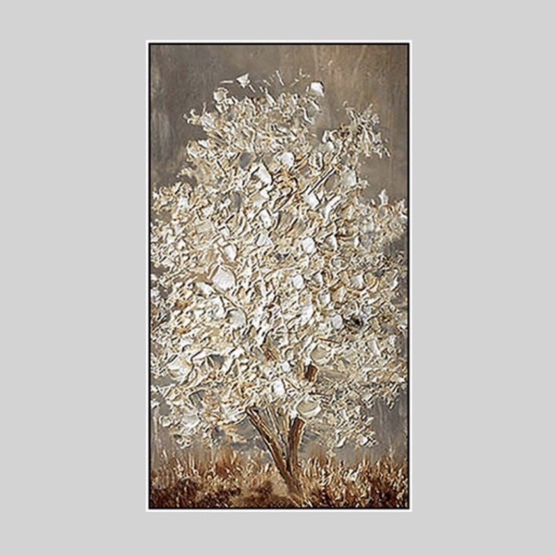 Silver Leaf Oil on Canvas Abstract Painting - BlueJay Avenue
