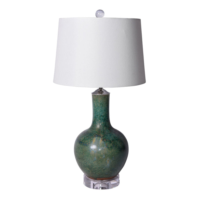 Speckled Green Globular Vase Lamp - BlueJay Avenue