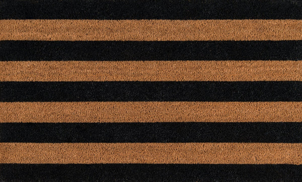 Stripe Black Hand Woven Natural Coir Doormat - BlueJay Avenue