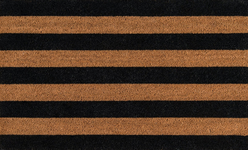 Stripe Black Hand Woven Natural Coir Doormat - BlueJay Avenue