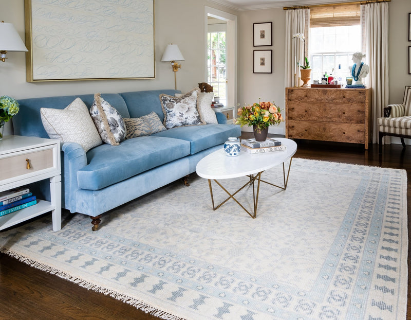 Sudbury Hand Knotted Wool Area Rug, Ivory - BlueJay Avenue