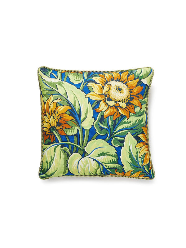 Sunflower Print 18x18 Pillow, Cobalt - BlueJay Avenue