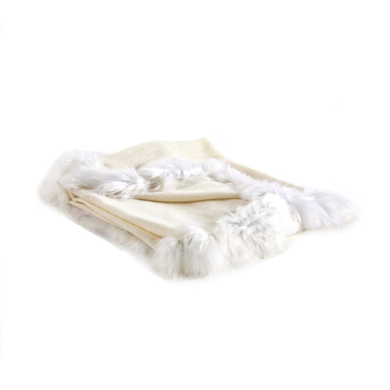 Trimmed Alpaca Throw, Ivory - BlueJay Avenue