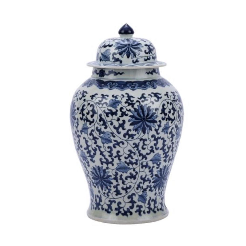 Twisted Lotus Temple Indoor/Outdoor Porcelain Jar - BlueJay Avenue