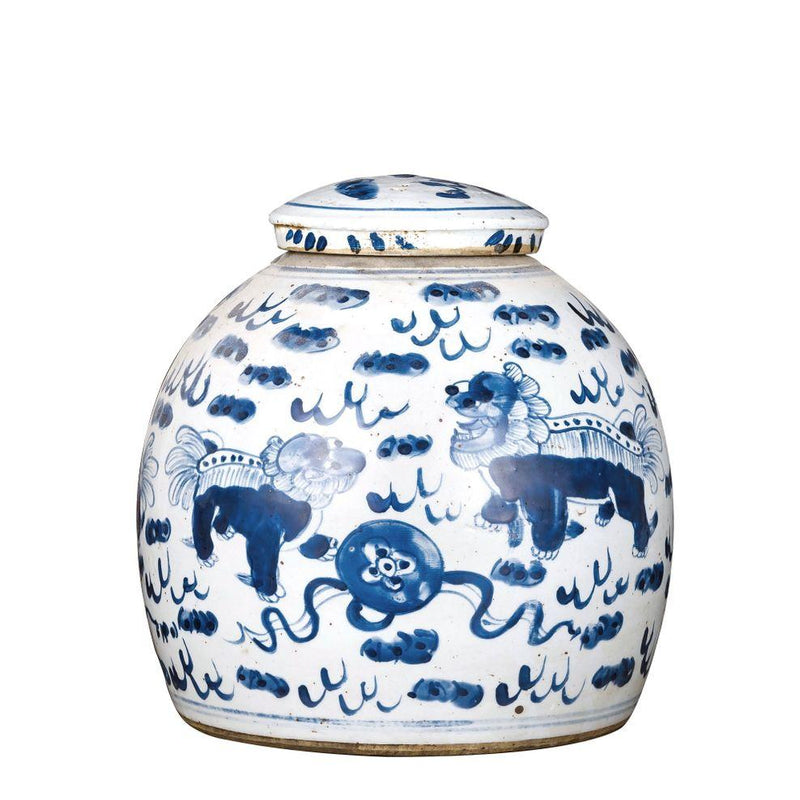 Vintage Ming Jar Lion Motif - BlueJay Avenue