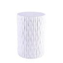 White Cylinder Garden Stool Bamboo Carving - BlueJay Avenue