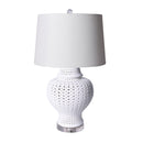 White Lattice Ginger Jar Lamp - BlueJay Avenue