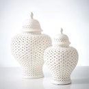 White Lattice Ginger Porcelain Jar With Lid - BlueJay Avenue