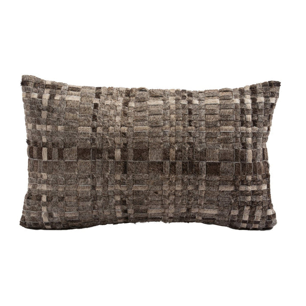 Woven Cowhide Throw Pillow, Dark Gray - BlueJay Avenue