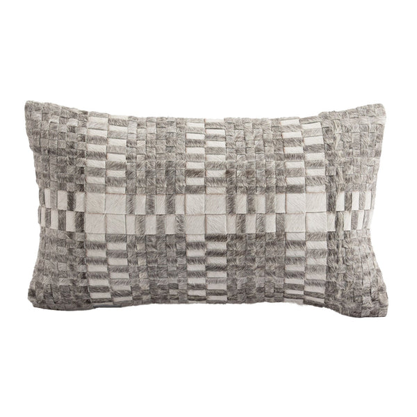 Woven Cowhide Throw Pillow, Light Gray - BlueJay Avenue