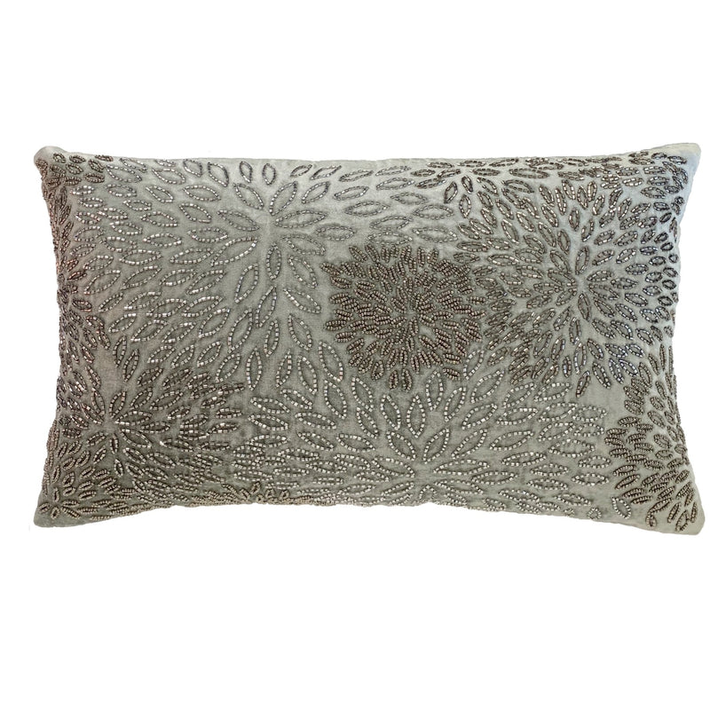 Zaara Beaded Embroidered Viscose Velvet Pillow Cover with Insert - BlueJay Avenue