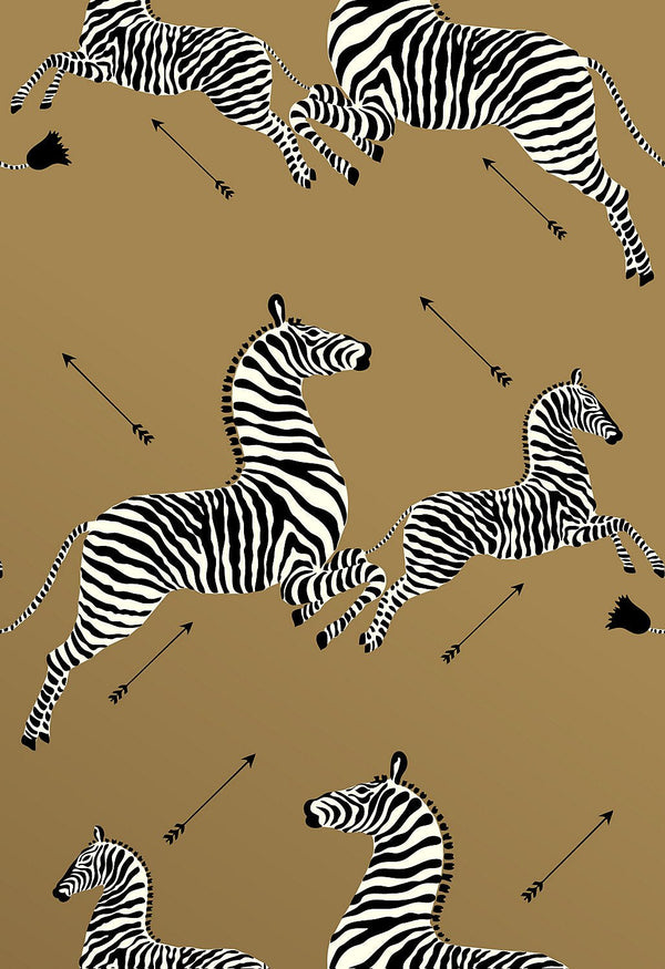 Zebras Wallpaper, Gold - BlueJay Avenue