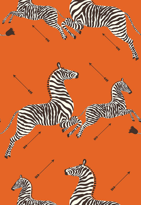 Zebras Wallpaper, Orange - BlueJay Avenue
