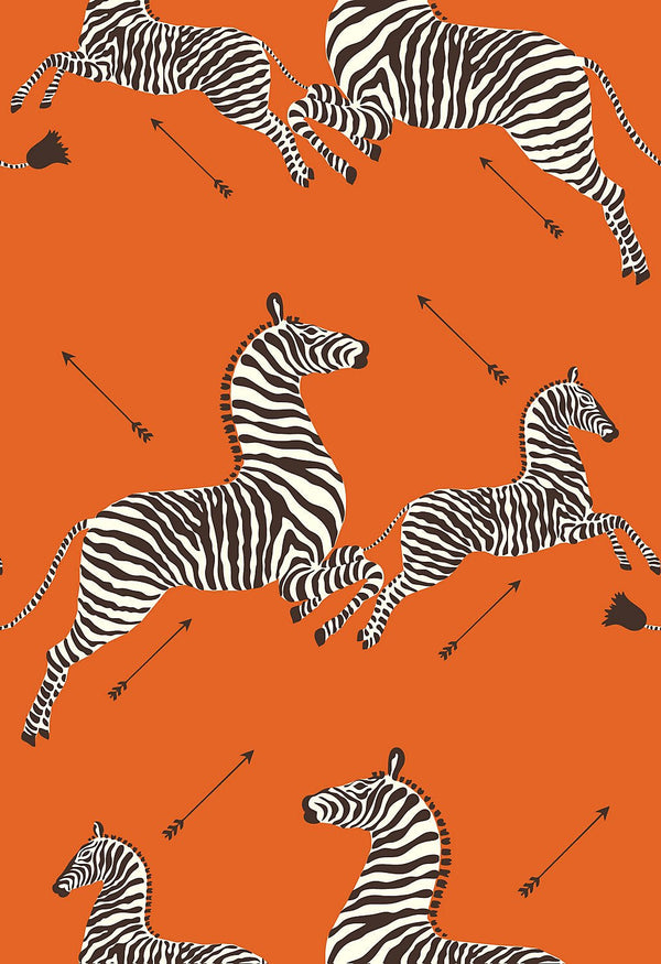 Zebras Wallpaper, Orange - BlueJay Avenue