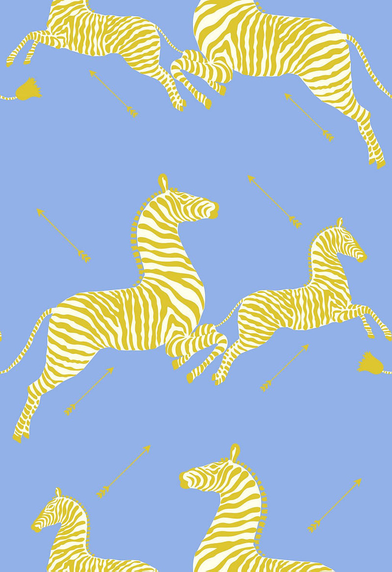 Zebras Wallpaper, Periwinkle - BlueJay Avenue