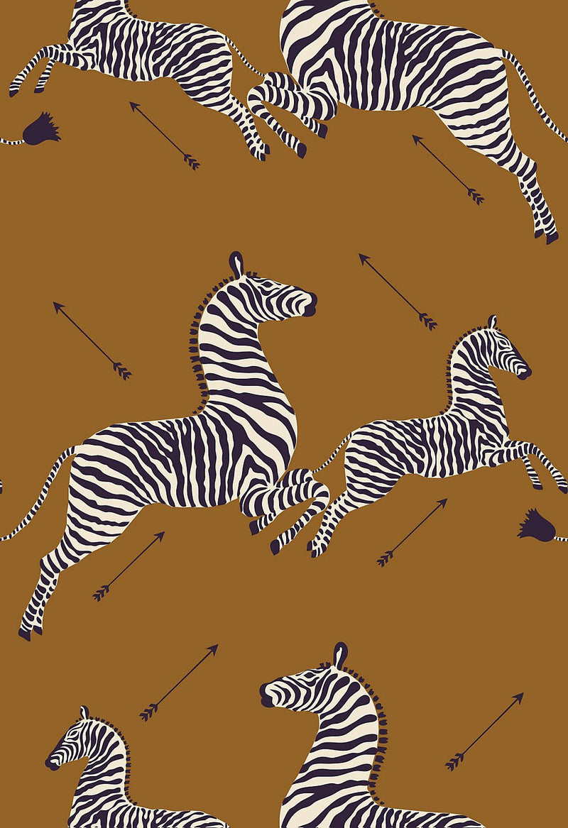 Zebras Wallpaper, Safari Brown - BlueJay Avenue