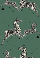 Zebras Wallpaper, Serengeti Green - BlueJay Avenue