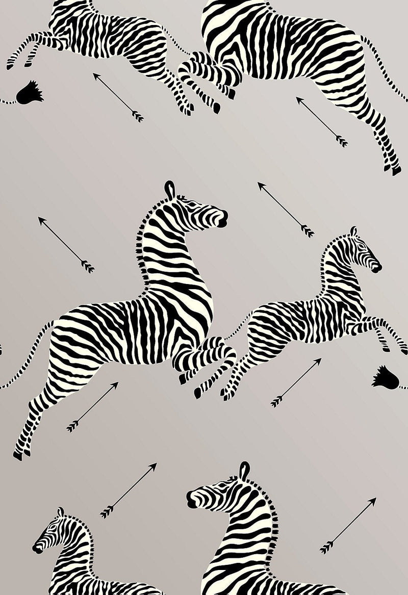 Zebras Wallpaper, Silver - BlueJay Avenue