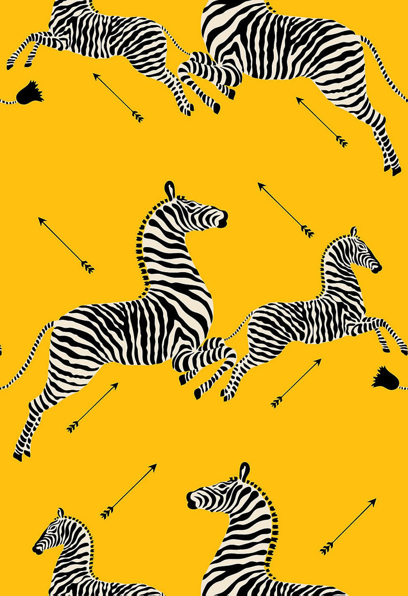 Zebras Wallpaper, Yellow - BlueJay Avenue