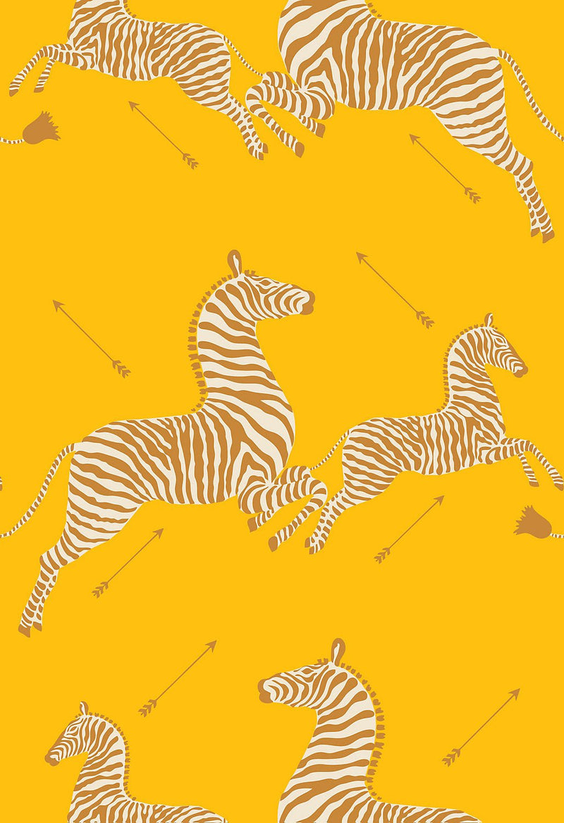 Zebras Wallpaper, Zanzibar Gold - BlueJay Avenue